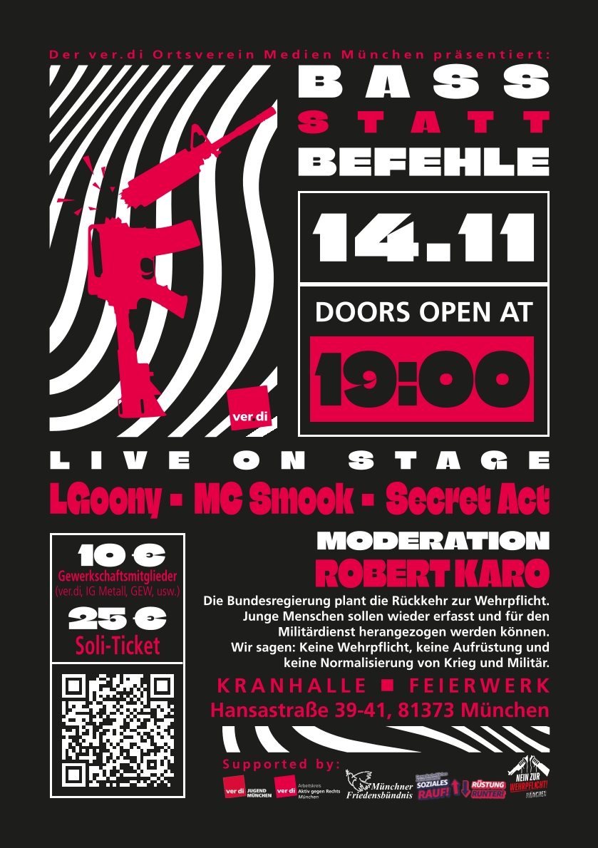 Bass statt Befehle am 14.11.2026 in der Kranhalle