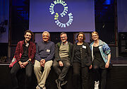 Muenchner Popmusik Hearing Team von links nach rechts Alexander Friedrich Klaus Martens Juergen Enninger Heike Lies Julia Viechtl