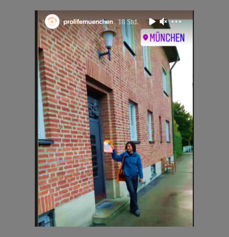 Screenshot vom Instagram-Kanal der Münchner Gruppe von ProLife Europe