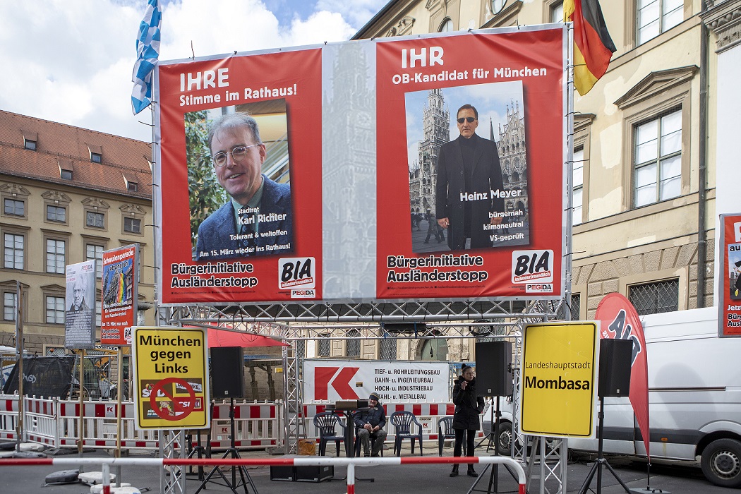 Kundgebung der Bürgerinitiative Ausländerstopp auf dem Münchner Marienplatz 2020. Foto: Anne Wild 