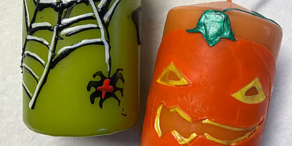 Halloween-Kerzen & Gestalten mit Leuchtfarben